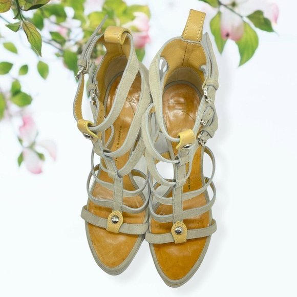 GIUSEPPE ZANOTTI Beige Suede GLADIATOR Platforms - Picture 5 of 9